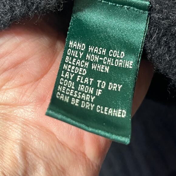 Lauren Ralph Lauren Sweater Black Purple Wool Angora Full Zip Hooded Fur Trim PL - Picture 7 of 7